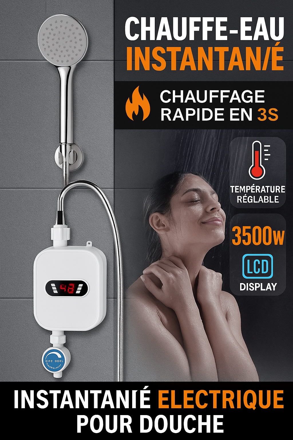 Chauffe-eau Instantané Électrique – Eau chaude instantanée pour salle de bain &amp; cuisine