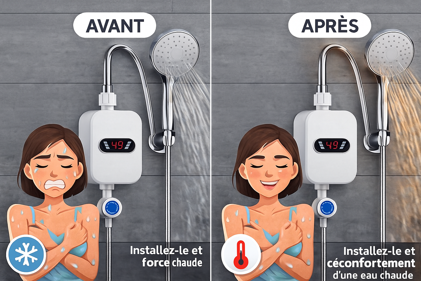 Chauffe-eau Instantané Électrique – Eau chaude instantanée pour salle de bain &amp; cuisine